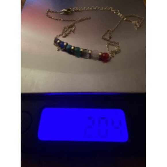 Gold Vermeil Semiprecious Gemstone 16" Necklace Sterling Silver 925 7 Dainty 4mm - Picture 9 of 9